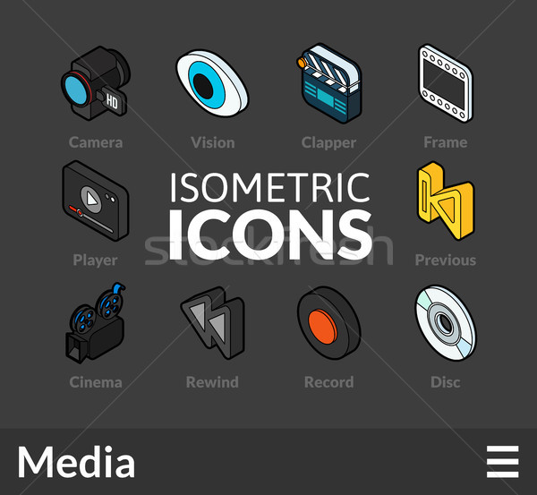 Isometric outline icons set 38 Stock photo © sidmay