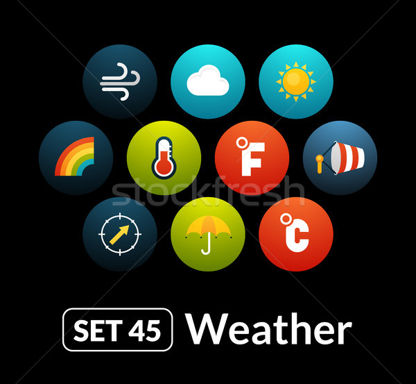 [[stock_photo]]: Icônes · vecteur · météorologiques · ensemble · téléphone