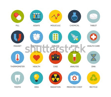 Round icons thin flat design, modern line stroke style Stock photo © sidmay