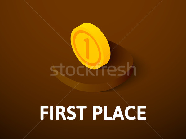 First place isometric icon, isolated on color background Stock photo © sidmay