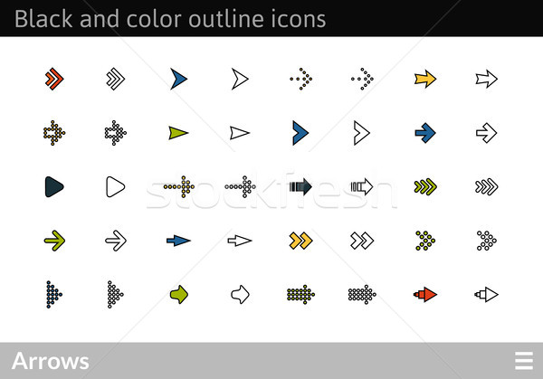 Black and color outline icons, thin stroke line style design Stock photo © sidmay