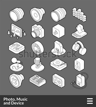 Isometric outline icons set Stock photo © sidmay