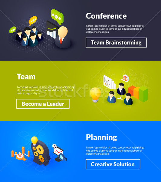 Conference team and planning banners of isometric color design Stock photo © sidmay