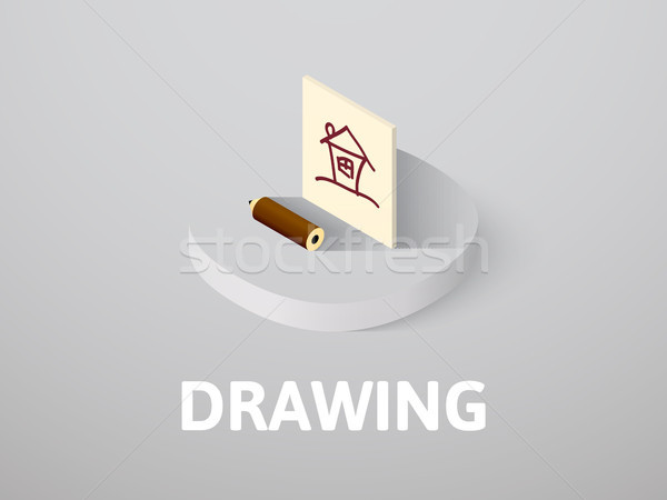 Drawing isometric icon, isolated on color background Stock photo © sidmay