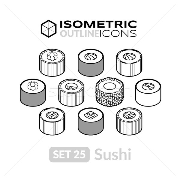 Isometric outline icons set 25 Stock photo © sidmay