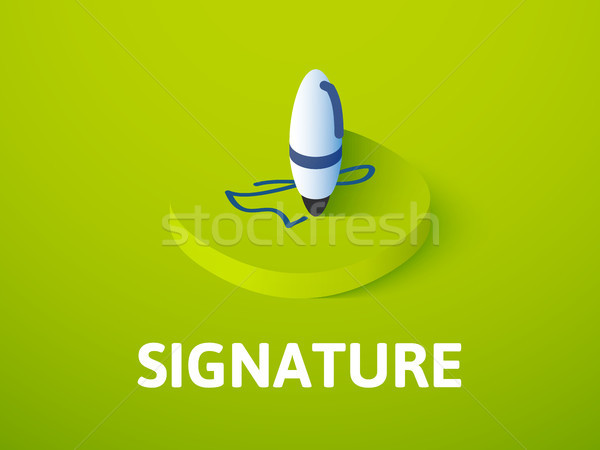 簽名 等距 圖標 孤立 顏色 向量 商業照片 © sidmay