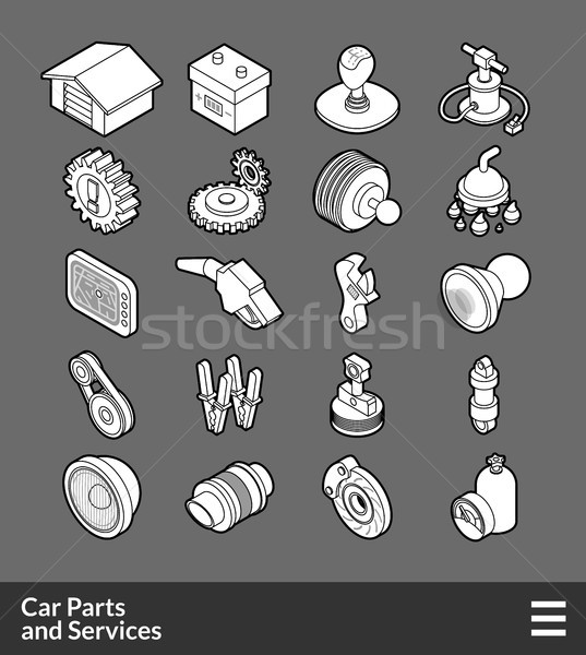 Isometric outline icons set Stock photo © sidmay