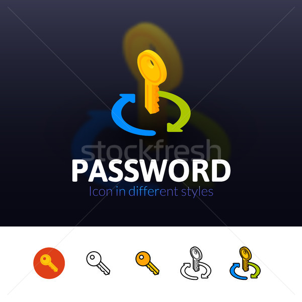 пароль икона различный стиль цвета вектора Сток-фото © sidmay