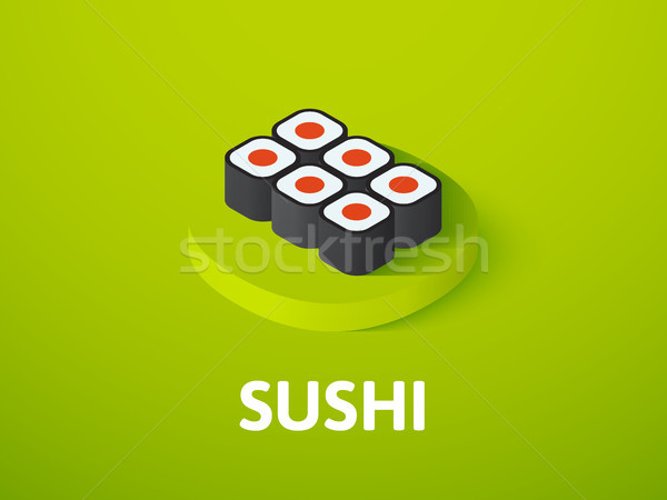 [[stock_photo]]: Sushis · isométrique · icône · isolé · couleur · vecteur