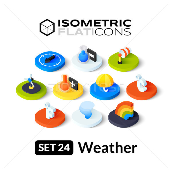 Izometryczny 24 ikona 3D piktogramy Zdjęcia stock © sidmay