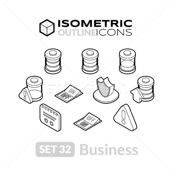 Izometrikus skicc ikon szett ikonok 3D piktogramok Stock fotó © sidmay