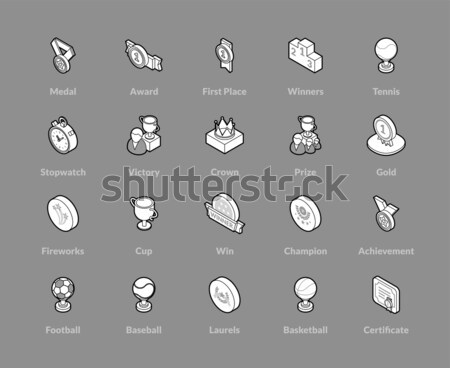 Round icons thin flat design, modern line stroke style Stock photo © sidmay