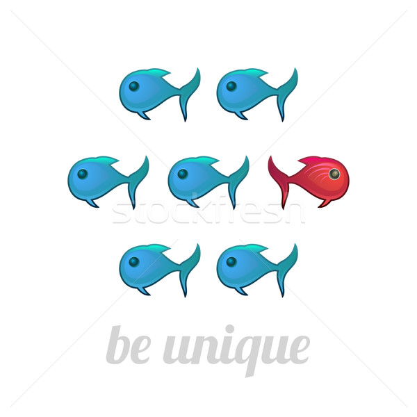 Be unique concept, blue and red fish, isolated Stock photo © sidmay