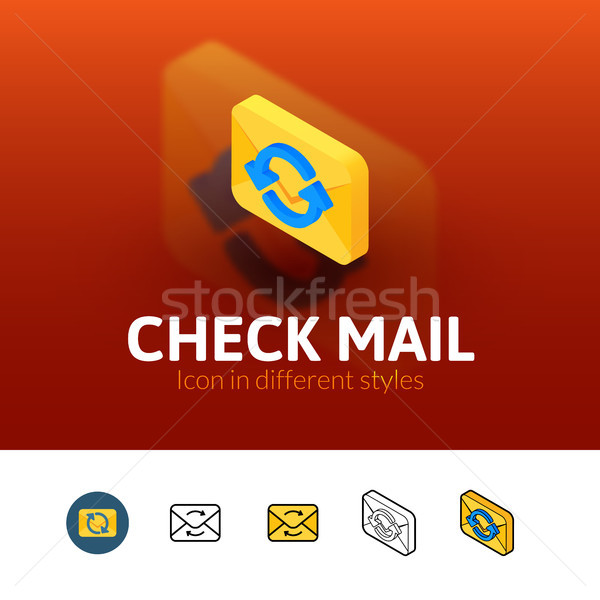 Foto stock: Verificar · e-mail · ícone · diferente · estilo · cor