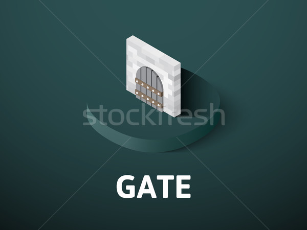 Stockfoto: Poort · isometrische · icon · geïsoleerd · kleur · vector