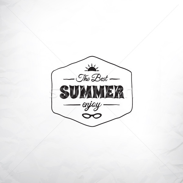 Retro summer label in doodle sketch style isolated on glass background with rain drop, vintage calli Stock photo © sidmay