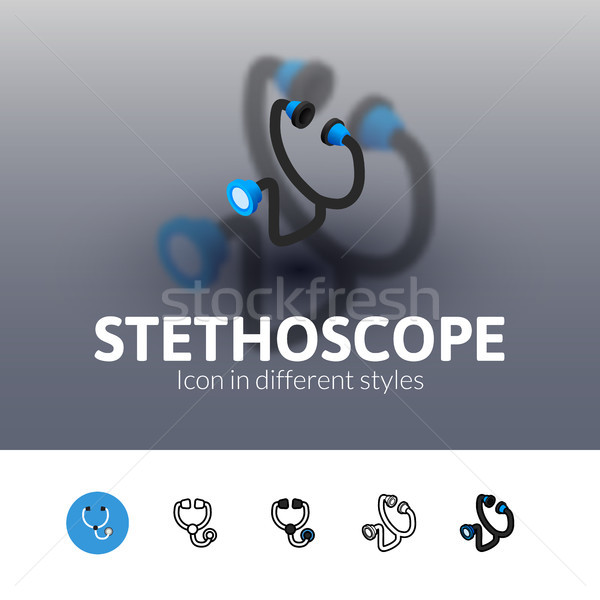 стетоскоп икона различный стиль цвета вектора Сток-фото © sidmay