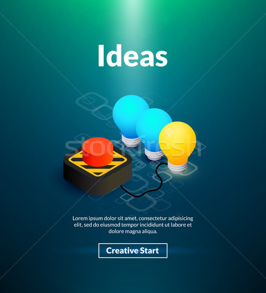 Stock photo: Ideas poster of isometric color design