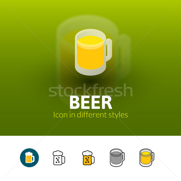 Сток-фото: пива · икона · различный · стиль · цвета · вектора
