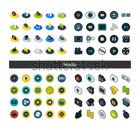 Set of icons in different style - isometric flat and otline, colored and black versions Stock photo © sidmay