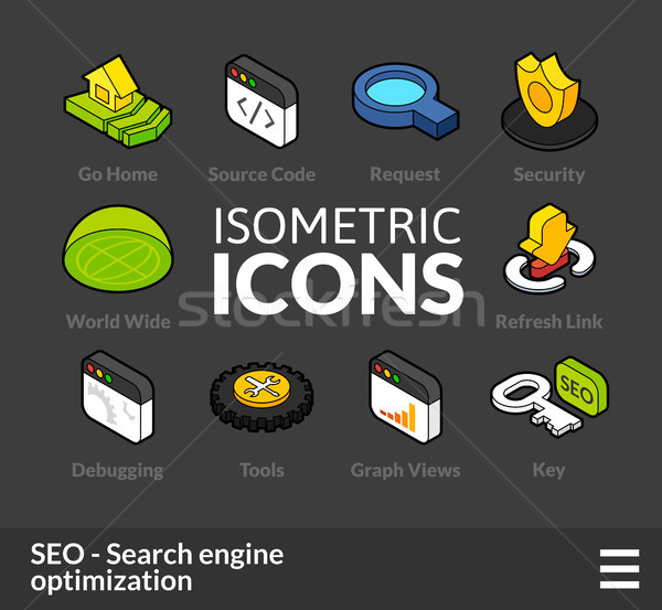 Isometric outline icons set 8 Stock photo © sidmay