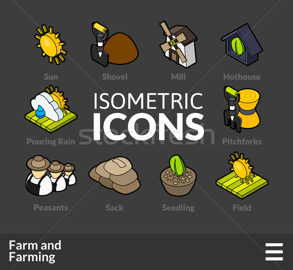 Isometric outline icons set 21 Stock photo © sidmay