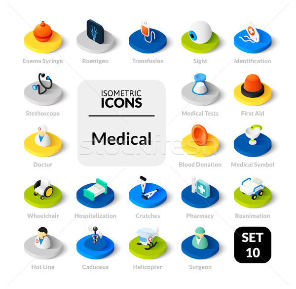 Color icons set in flat isometric illustration style, vector collection Stock photo © sidmay