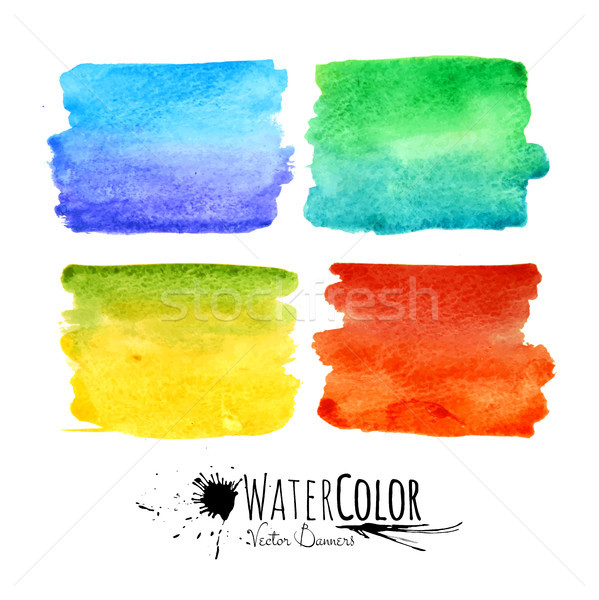 Watercolor textured paint stains colorful set Stock photo © sidmay