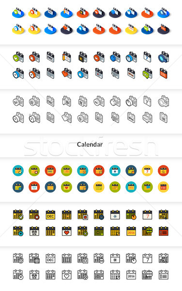 Set of icons in different style - isometric flat and otline, colored and black versions Stock photo © sidmay