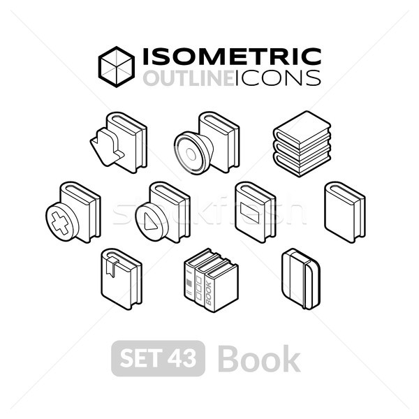 Stock photo: Isometric outline icons set 43