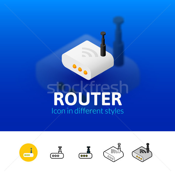 Router ikon farklı stil renk vektör Stok fotoğraf © sidmay