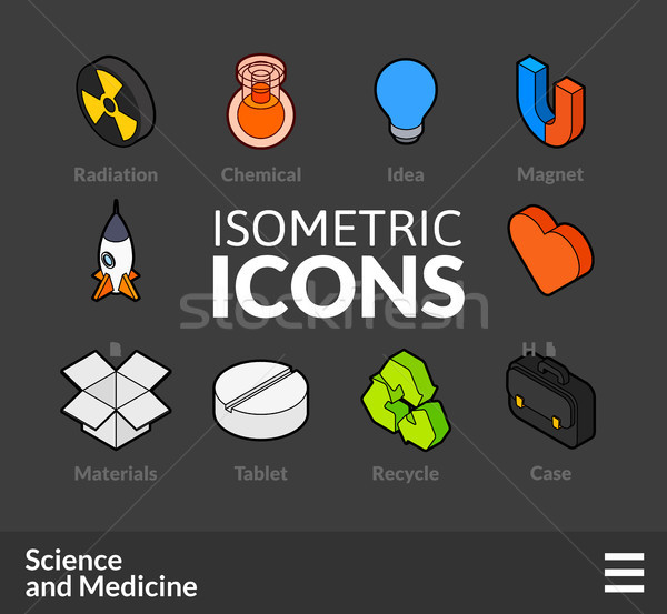 Isometric outline icons set 33 Stock photo © sidmay