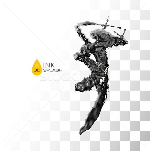 Black 3D ink or oil splash isolated on white Stock photo © sidmay
