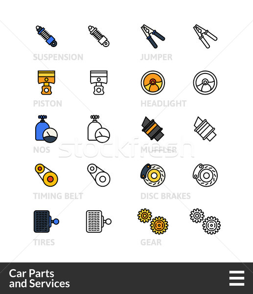 Black and color outline icons, thin stroke line style design Stock photo © sidmay