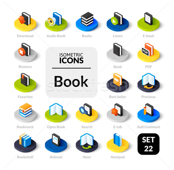 Color icons set in flat isometric illustration style, vector collection Stock photo © sidmay