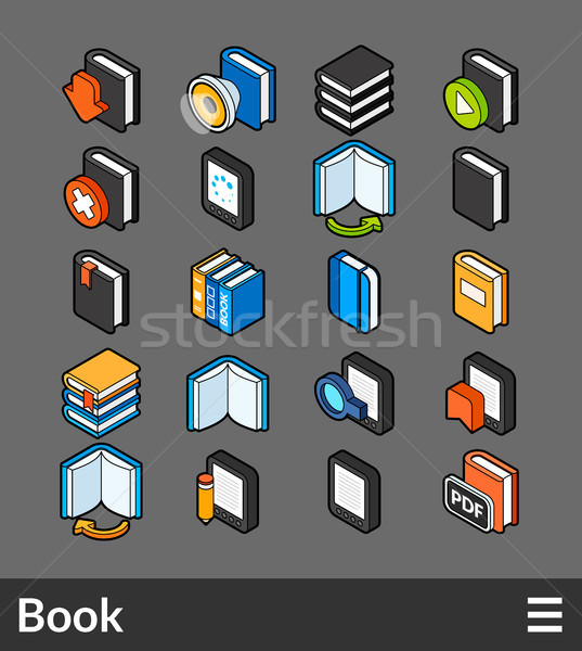 Isometric outline color icons set Stock photo © sidmay