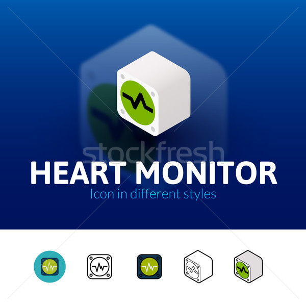 Foto stock: Coração · monitor · ícone · diferente · estilo · cor