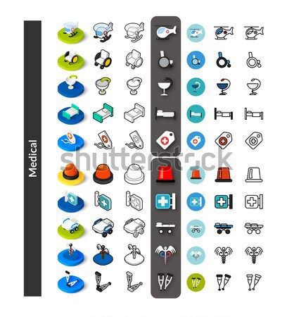 Szett ikonok különböző stílus izometrikus színes Stock fotó © sidmay