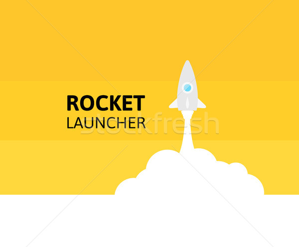 Yellow rocket and white cloud, icon in flat style, vector illustration Stock photo © sidmay