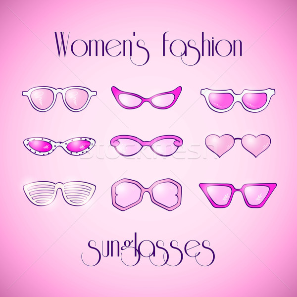 Women fashion isolated pink sunglasses set Stock photo © sidmay