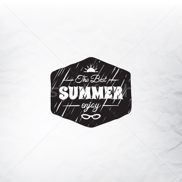 Retro summer label in doodle sketch style isolated on glass background with rain drop, vintage calli Stock photo © sidmay