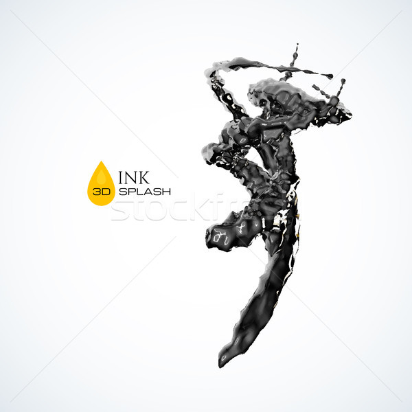 Black 3D ink or oil splash isolated on white Stock photo © sidmay