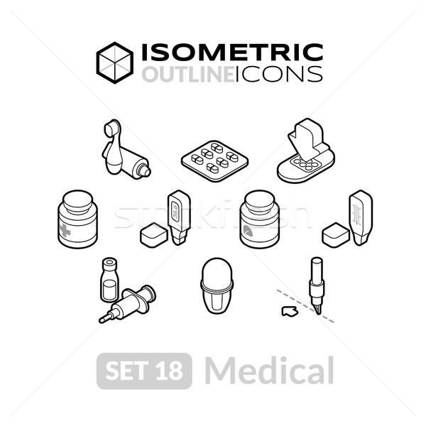 Isometrische schets 18 iconen 3D Stockfoto © sidmay