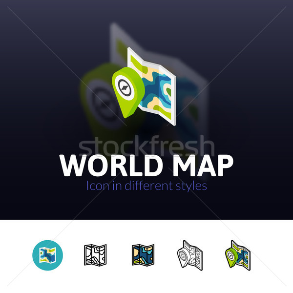 World map icon in different style Stock photo © sidmay