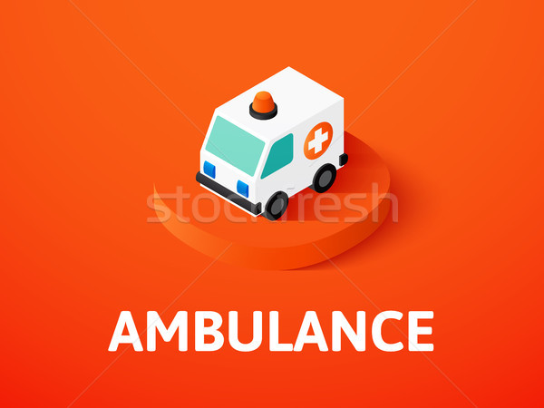 Foto stock: Ambulância · isométrica · ícone · isolado · cor · vetor