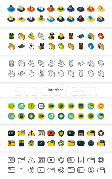 Szett ikonok különböző stílus izometrikus színes Stock fotó © sidmay