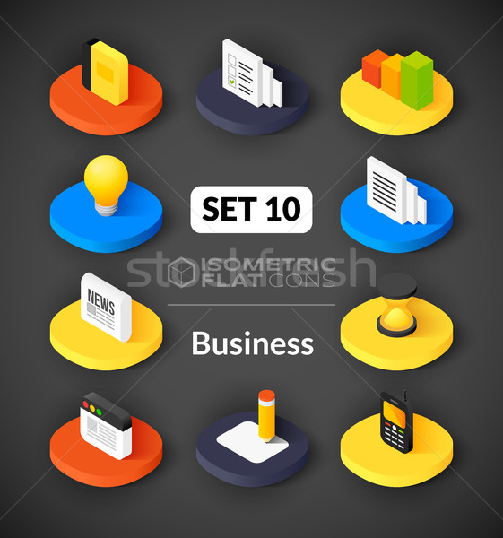 [[stock_photo]]: Isométrique · 10 · icônes · 3D · pictogrammes