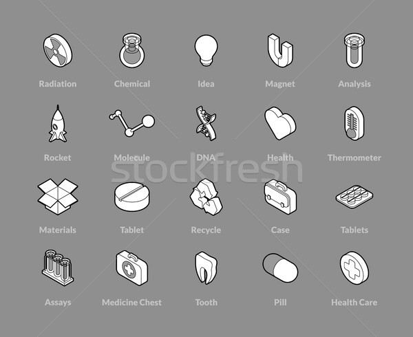 Isometrische schets iconen 3D pictogrammen Stockfoto © sidmay