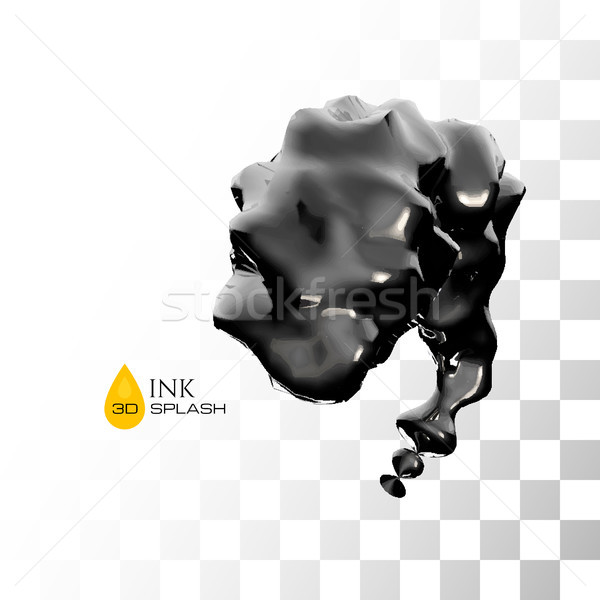 Black 3D ink or oil splash isolated on white Stock photo © sidmay