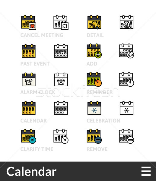 Stock photo: Black and color outline icons, thin stroke line style design